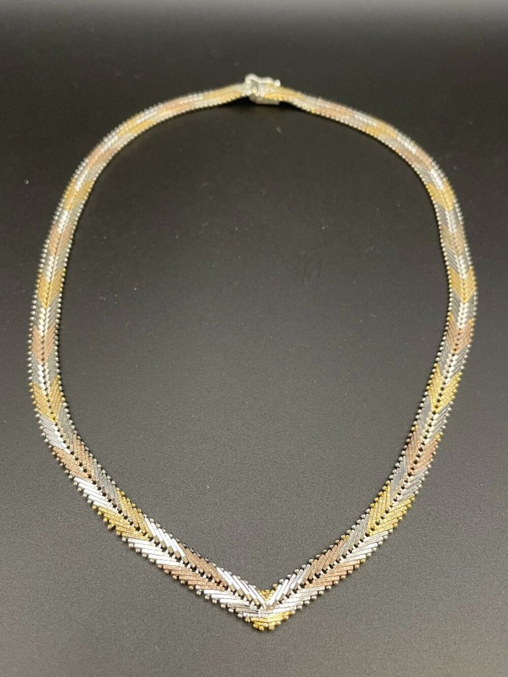 Vintage Tri-colored Chevron Riccio Link Necklace